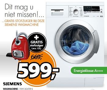 Aanbiedingen Siemens wasmachine wm14e498nl - Siemens - Geldig van 20/04/2015 tot 26/04/2015 bij Expert
