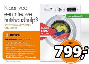 Aanbiedingen Bosch wasmachine waw28592nl - Bosch - Geldig van 20/04/2015 tot 26/04/2015 bij Expert