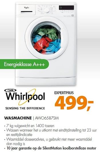 Aanbiedingen Whirlpool wasmachine awo6587sm - Whirlpool - Geldig van 20/04/2015 tot 26/04/2015 bij Expert