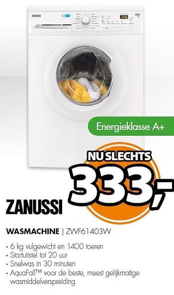 Aanbiedingen Zanussi wasmachine zwf61403w - Zanussi - Geldig van 20/04/2015 tot 26/04/2015 bij Expert
