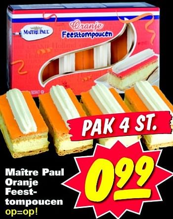 Aanbiedingen Maître paul oranje feesttompoucen - Maitre Paul - Geldig van 20/04/2015 tot 26/04/2015 bij Nettorama