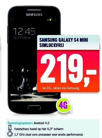 Aanbiedingen Samsung galaxy s4 mini simlockvrij - Samsung - Geldig van 20/04/2015 tot 26/04/2015 bij The Phone House