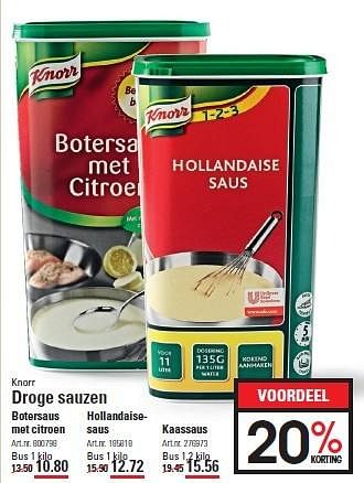 Aanbiedingen Knorr droge sauzen - Knorr - Geldig van 09/04/2015 tot 27/04/2015 bij Sligro