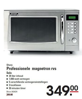 Aanbiedingen Sharp professionele magnetron rvs solo - Sharp - Geldig van 09/04/2015 tot 27/04/2015 bij Sligro