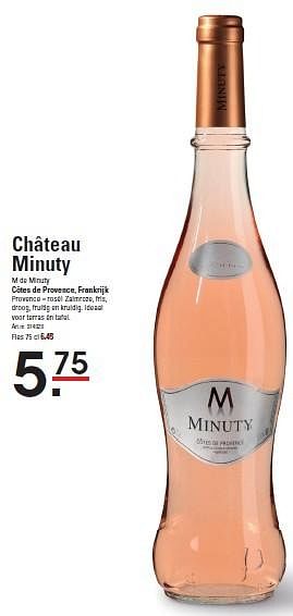 Aanbiedingen Château minuty - Rosé wijnen - Geldig van 09/04/2015 tot 27/04/2015 bij Sligro