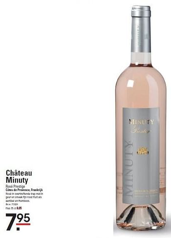 Aanbiedingen Château minuty - Rosé wijnen - Geldig van 09/04/2015 tot 27/04/2015 bij Sligro