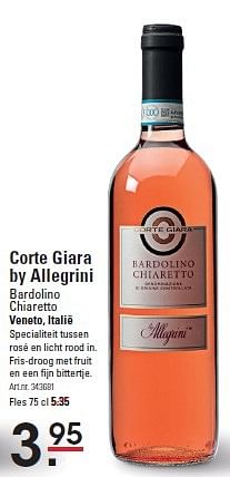 Aanbiedingen Corte giara by allegrini bardolino chiaretto veneto, italië - Rosé wijnen - Geldig van 09/04/2015 tot 27/04/2015 bij Sligro