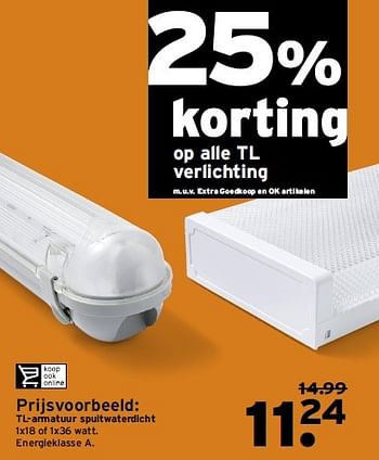 Aanbiedingen Tl-armatuur spuitwaterdicht - Huismerk - Gamma - Geldig van 20/04/2015 tot 27/04/2015 bij Gamma