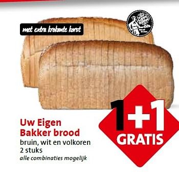 Aanbiedingen Uw eigen bakker brood bruin, wit en volkoren - Huismerk - C1000 Supermarkten - Geldig van 27/04/2015 tot 28/04/2015 bij C1000