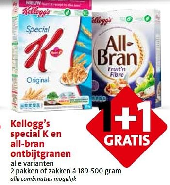 Aanbiedingen Kellogg`s special k en all-bran ontbijtgranen - Kellogg's - Geldig van 27/04/2015 tot 28/04/2015 bij C1000
