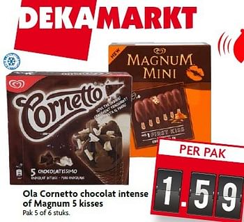 Aanbiedingen Ola cornetto chocolat intense of magnum 5 kisses - Ola - Geldig van 26/04/2015 tot 02/05/2015 bij Deka Markt