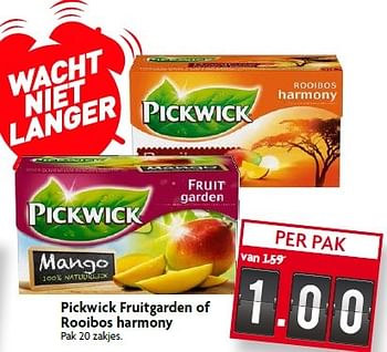 Aanbiedingen Pickwick fruitgarden of rooibos harmony - Pickwick - Geldig van 26/04/2015 tot 02/05/2015 bij Deka Markt