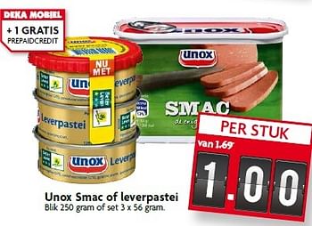 Aanbiedingen Unox smac of leverpastei - Unox - Geldig van 26/04/2015 tot 02/05/2015 bij Deka Markt