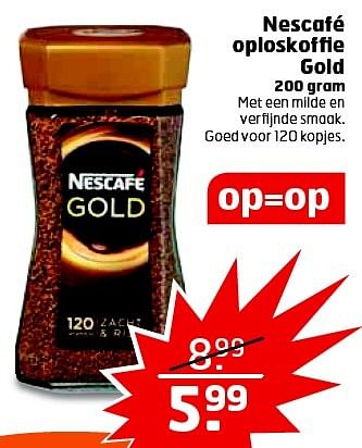 Aanbiedingen Nescafé oploskoffie gold - Nescafe - Geldig van 28/04/2015 tot 02/05/2015 bij Trekpleister