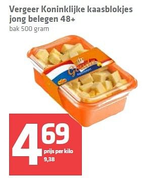 Aanbiedingen Vergeer koninklijke kaasblokjes jong belegen 48+ - Vergeer  - Geldig van 23/04/2015 tot 29/04/2015 bij Spar