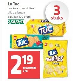 Aanbiedingen Lu tuc crackers of minibites - Lu - Geldig van 23/04/2015 tot 29/04/2015 bij Spar