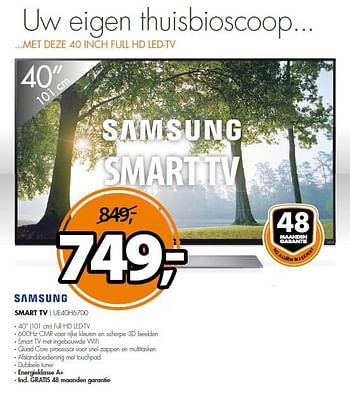 Aanbiedingen Samsung smart tv ue40h6700 - Samsung - Geldig van 27/04/2015 tot 02/05/2015 bij Expert