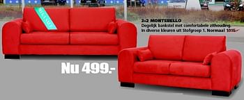 Aanbiedingen 3+2 montebello degelijk bankstel met comfortabele zithouding - Huismerk - Seats and Sofas - Geldig van 27/04/2015 tot 02/05/2015 bij Seats and Sofas