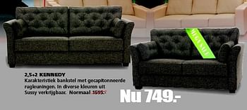 Aanbiedingen Mega sale 2,5+2 kennedy - Huismerk - Seats and Sofas - Geldig van 27/04/2015 tot 02/05/2015 bij Seats and Sofas