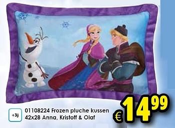 Aanbiedingen Frozen pluche kussen 42x28 anna, kristoff + olaf - Disney  Frozen - Geldig van 02/05/2015 tot 17/05/2015 bij ToyChamp