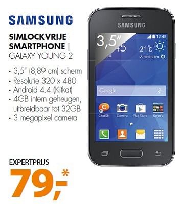 Aanbiedingen Samsung simlockvrije smartphone galaxy young 2 - Samsung - Geldig van 27/04/2015 tot 02/05/2015 bij Expert