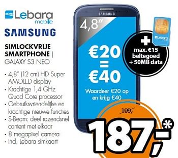 Aanbiedingen Samsung simlockvrije smartphone galaxy s3 neo - Samsung - Geldig van 27/04/2015 tot 02/05/2015 bij Expert