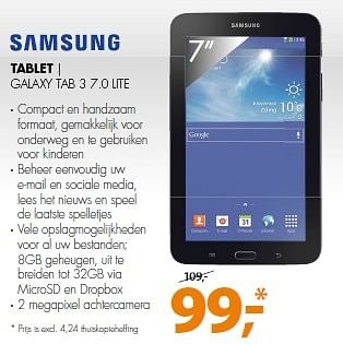 Aanbiedingen Samsung tablet galaxy tab 3 7.0 lite - Samsung - Geldig van 27/04/2015 tot 02/05/2015 bij Expert