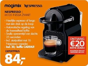 Aanbiedingen Magimix nespresso m105 inissia zwart - Magimix - Geldig van 27/04/2015 tot 02/05/2015 bij Expert