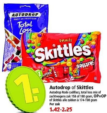 Aanbiedingen Autodrop of skittles - Autodrop - Geldig van 26/04/2015 tot 02/05/2015 bij Plus