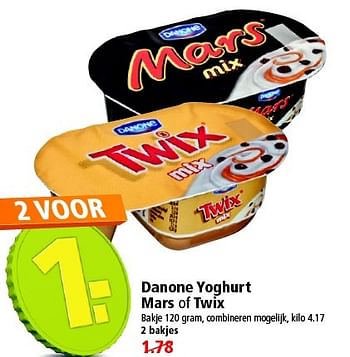 Aanbiedingen Danone yoghurt mars of twix - Danone - Geldig van 26/04/2015 tot 02/05/2015 bij Plus
