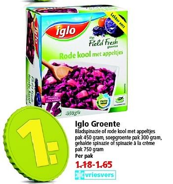 Aanbiedingen Iglo groente - Iglo - Geldig van 26/04/2015 tot 02/05/2015 bij Plus