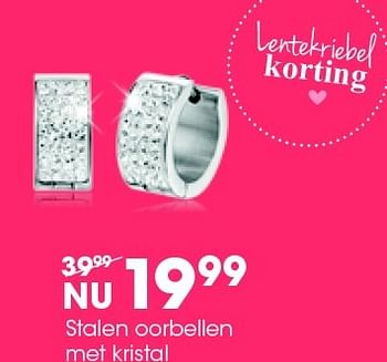 Aanbiedingen Stalen oorbellen met kristal - Lucardi Juwelen - Geldig van 20/04/2015 tot 03/05/2015 bij Kijkshop
