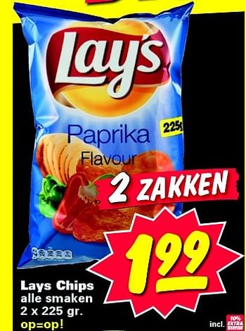 Aanbiedingen Lays chips - Lay's - Geldig van 27/04/2015 tot 03/05/2015 bij Nettorama