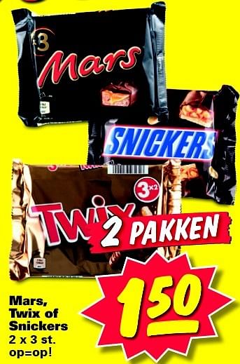 Aanbiedingen Mars, twix of snickers - Snickers - Geldig van 27/04/2015 tot 03/05/2015 bij Nettorama