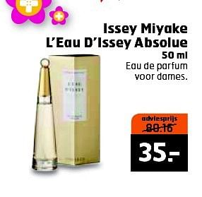 Aanbiedingen Issey miyake l`eau d`issey absolue - Issey Miyake - Geldig van 21/04/2015 tot 03/05/2015 bij Trekpleister