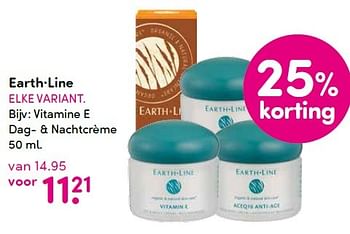 Aanbiedingen Earth-line vitamine e dag- & nachtcrème - Earth-Line - Geldig van 20/04/2015 tot 03/05/2015 bij da