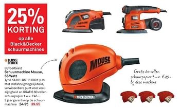 Aanbiedingen Black + decker schuurmachine mouse,55 watt ka161-qs - Black &amp; Decker - Geldig van 28/04/2015 tot 02/05/2015 bij Karwei