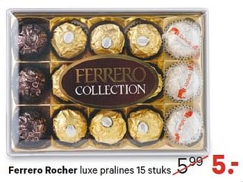 Aanbiedingen Ferrero rocher luxe pralines 15 stuks - Ferrero - Geldig van 20/04/2015 tot 03/05/2015 bij Etos