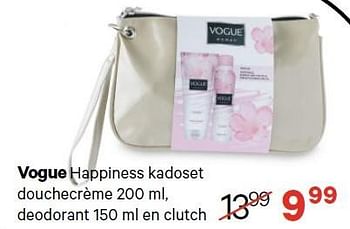 Aanbiedingen Vogue happiness kadoset douchecrème - Vogue - Geldig van 20/04/2015 tot 03/05/2015 bij Etos