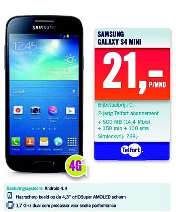Aanbiedingen Samsung galaxy s4 mini - Samsung - Geldig van 27/04/2015 tot 03/05/2015 bij The Phone House