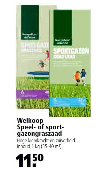Aanbiedingen Welkoop speel- of sportgazongraszaad - Huismerk - Welkoop - Geldig van 20/04/2015 tot 03/05/2015 bij Welkoop