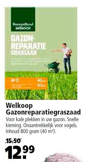 Aanbiedingen Welkoop gazonreparatiegraszaad - Huismerk - Welkoop - Geldig van 20/04/2015 tot 03/05/2015 bij Welkoop
