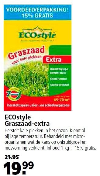 Aanbiedingen Ecostyle graszaad-extra - Ecostyle - Geldig van 20/04/2015 tot 03/05/2015 bij Welkoop