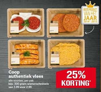 Aanbiedingen Coop authentiek vlees wienerschnitzels - Huismerk - Coop - Geldig van 27/04/2015 tot 03/05/2015 bij Coop