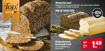 Aanbiedingen Molenbrood boerenbrood wit of dubbeldonker heel brood - Huismerk - Coop - Geldig van 27/04/2015 tot 03/05/2015 bij Coop