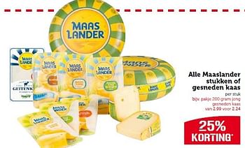 Aanbiedingen Alle maaslander stukken of gesneden kaas - Maaslander - Geldig van 27/04/2015 tot 03/05/2015 bij Coop
