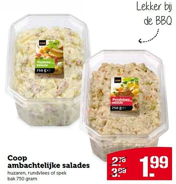 Aanbiedingen Coop ambachtelijke salades huzaren, rundvlees of spek - Huismerk - Coop - Geldig van 27/04/2015 tot 03/05/2015 bij Coop