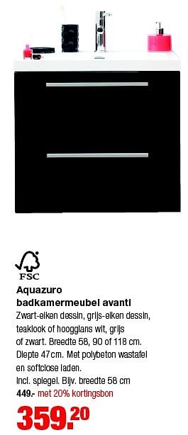 Aanbiedingen Aquazuro badkamermeubel avanti - Aquazuro - Geldig van 27/04/2015 tot 03/05/2015 bij Praxis