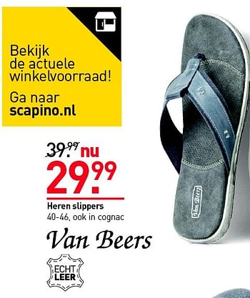 Aanbiedingen Heren slippers - Van Beers - Geldig van 27/04/2015 tot 03/05/2015 bij Scapino