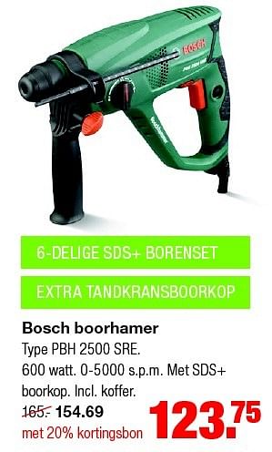 Aanbiedingen Bosch boorhamer pbh 2500 sre - Bosch - Geldig van 27/04/2015 tot 03/05/2015 bij Praxis